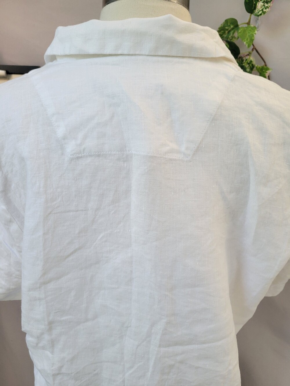 Quince Linen Premium Flax Button Front Short Sleeve Camp Shirt White S - Picture 12 of 15